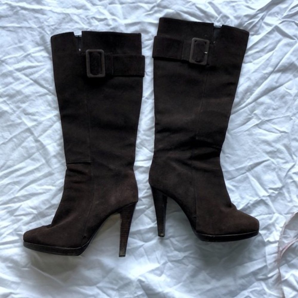 TYPE Z Womens Brown Suede Tall Leather Boots Size 7.5